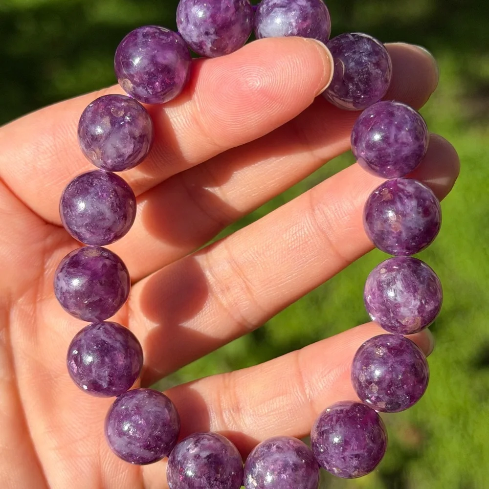 13mm stretchable high quality purple mica‎ bracelet 0765